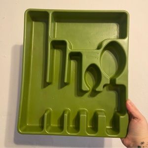 Vintage Rubbermaid Silverware Organizer Holder Avocado Green Retro 1970’s